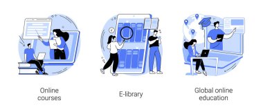 E-öğrenme araçları soyut konsept vektör çizimleri.