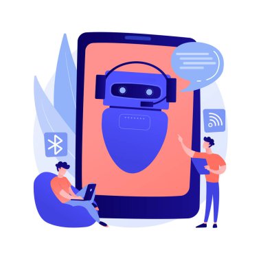 Chatbot sanal yardımcı soyut konsept vektör çizimi.