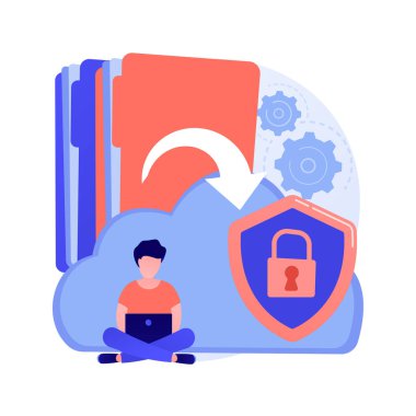 Güvenli dosya paylaşımı soyut konsept vektör illüstrasyonu.