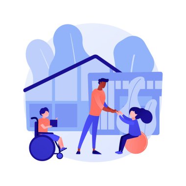 Çocuk rehabilitasyon merkezi soyut konsept vektör çizimi.