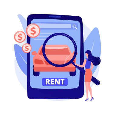 Kiralık araba servisi soyut konsept vektör çizimi.