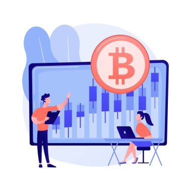Kripto para birimi alım satım masası soyut konsept vektör çizimi.