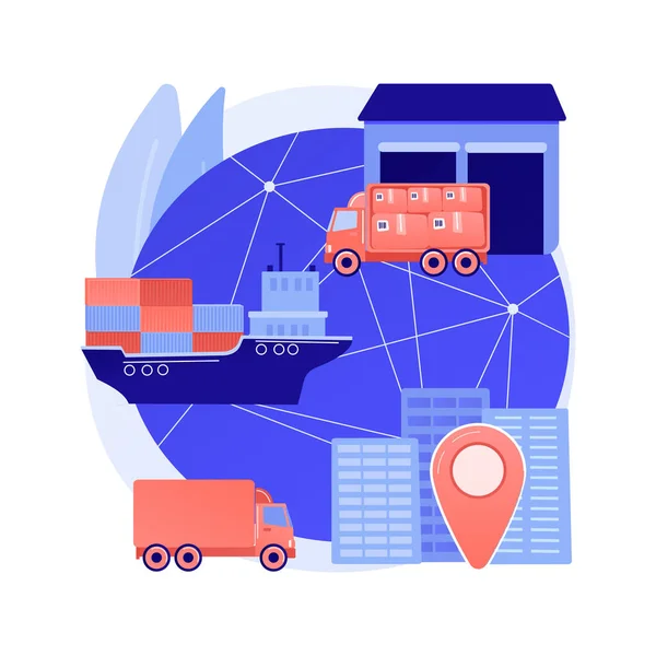 Blockchain in transport technologie abstract concept vector illustratie. — Stockvector