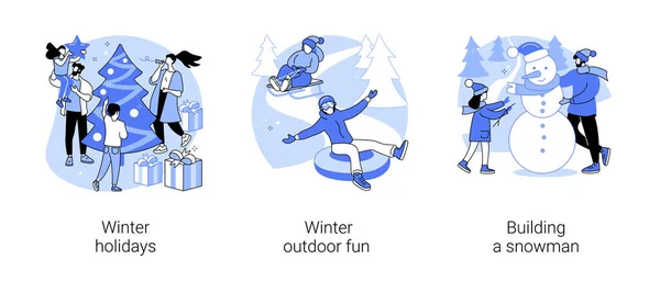 Winter entertainment abstract concept vector illustraties. — Stockvector