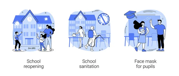 Back to school coronavirus guidelines abstract concept vector illustrations. — Stockový vektor