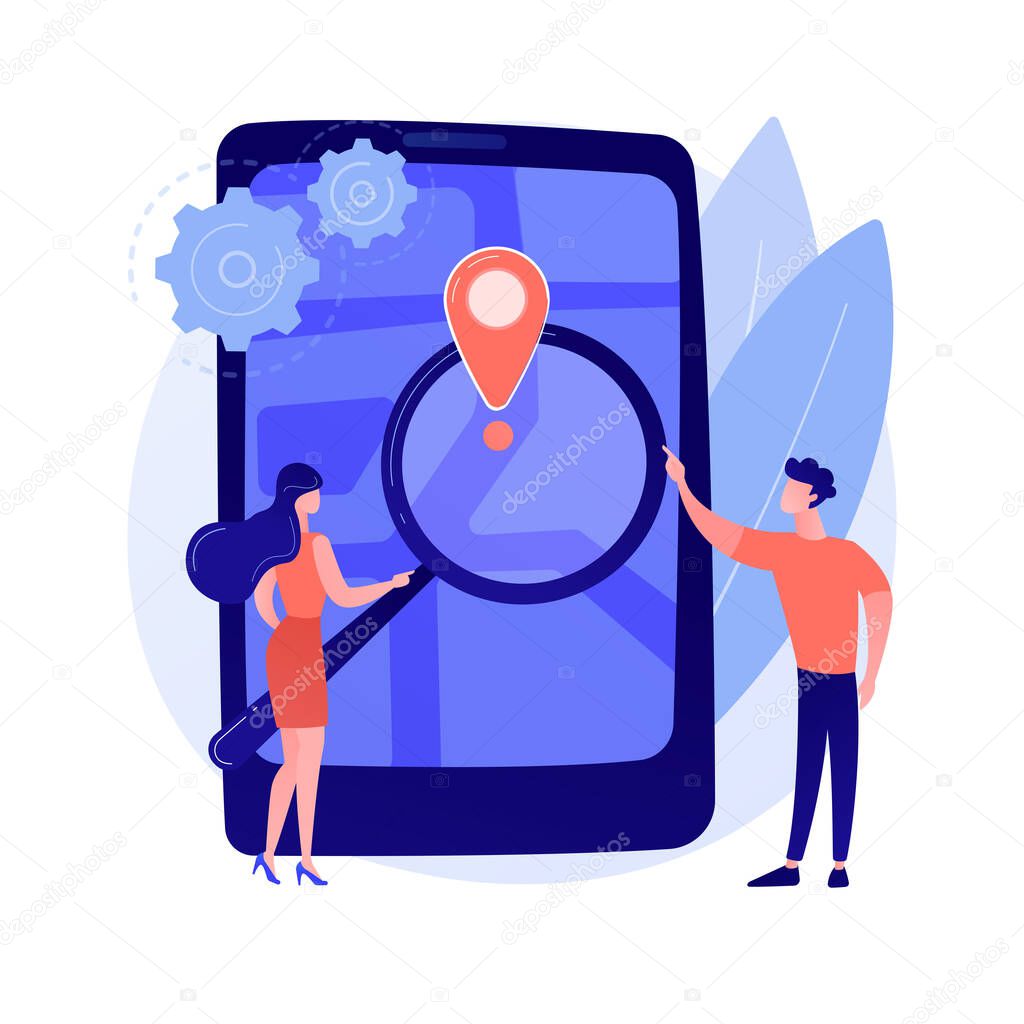 Mobile tracking soft abstract concept vector illustration.