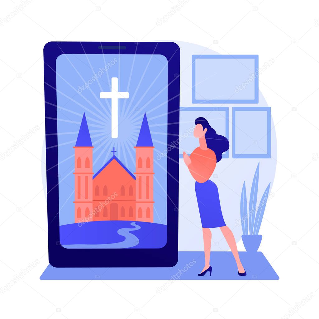 Online church abstract concept vector illustration.