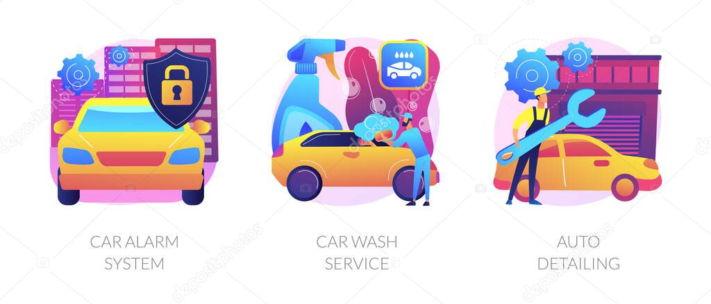Automobile care service abstract concept vector illustrations.