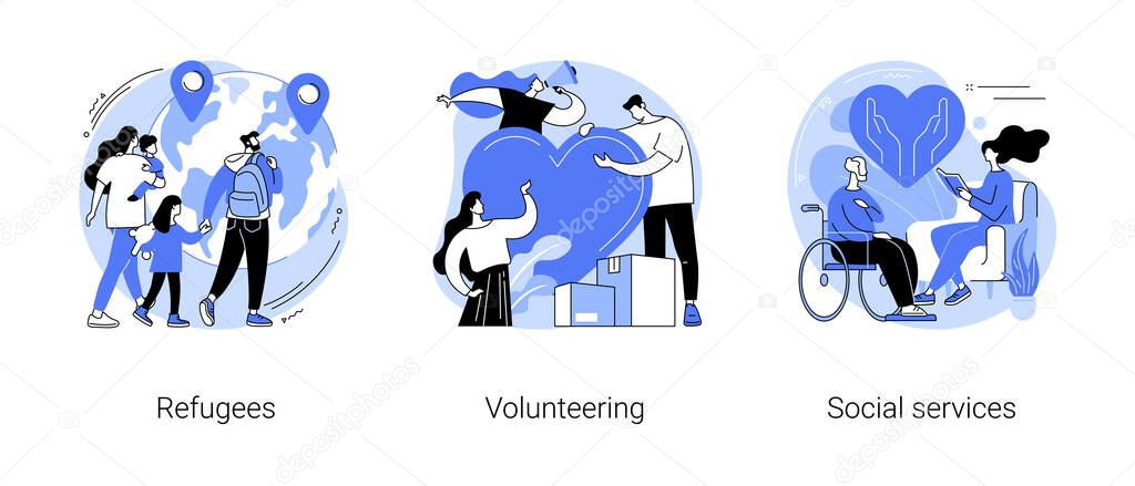 Help people abstract concept vector illustrations.