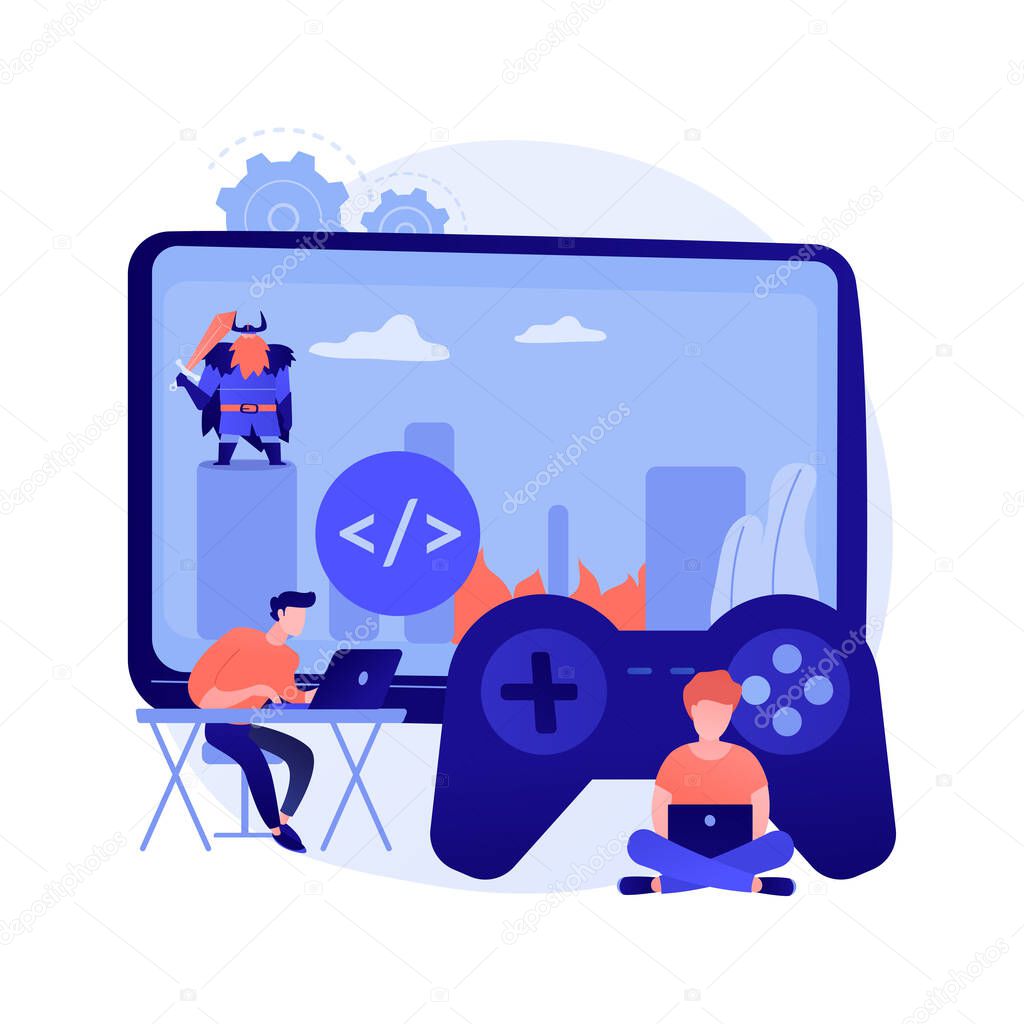 Computer games development abstract concept vector illustration.