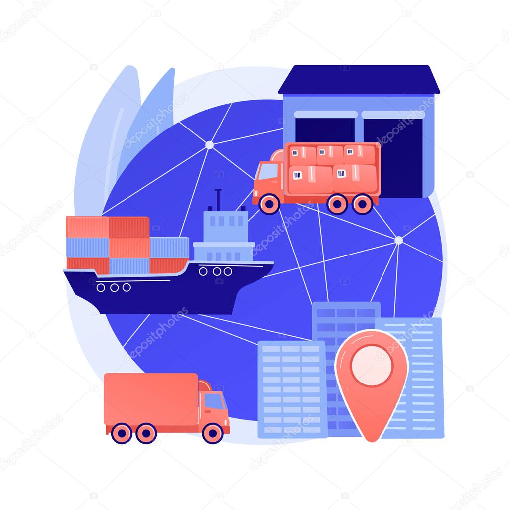 Blockchain in transport technology abstract concept vector illustration.