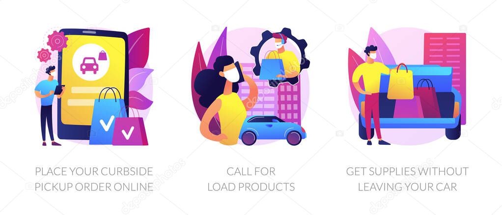 Curbside pickup abstract concept vector illustrations.