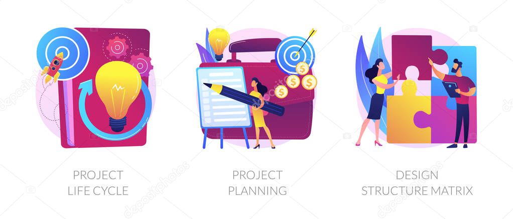 Project life cycle abstract concept vector illustrations.