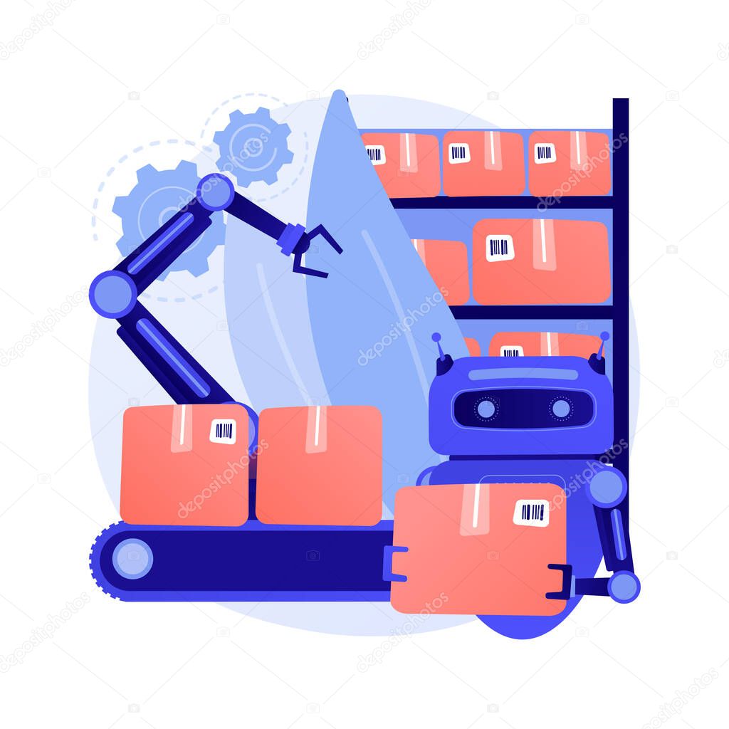 Warehouse robotization abstract concept vector illustration.