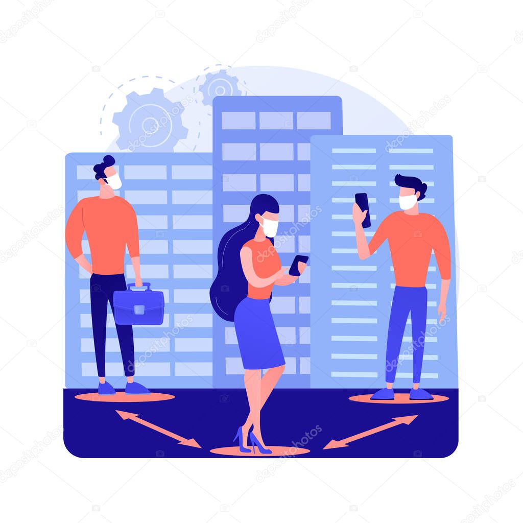 Social distancing abstract concept vector illustration.