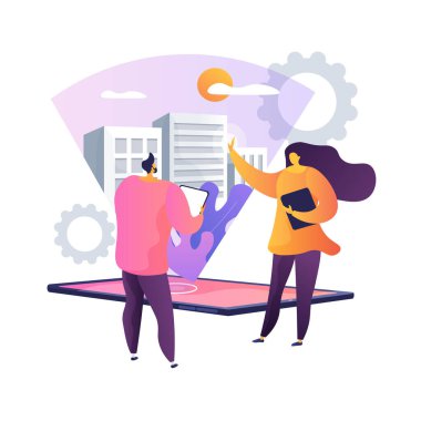 Etkileşimli tasarım görselleştirme soyut konsept vektör çizimi.