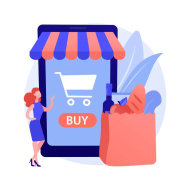 Dijital süpermarket soyut konsept vektör çizimi.