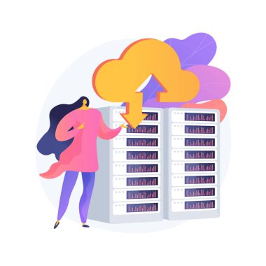 Bulut depolama soyut konsept vektör çizimi.