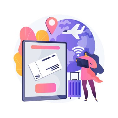 Biletler online soyut konsept vektör illüstrasyonu alınıyor.
