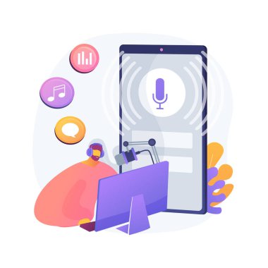 Podcast içeriği soyut konsept vektör çizimi.