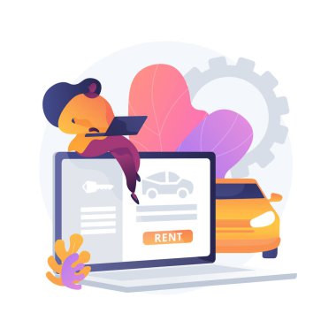 Kiralık araba servisi soyut konsept vektör çizimi.