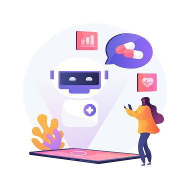 Chatbot sağlık hizmetlerinde soyut konsept vektör çizimi.