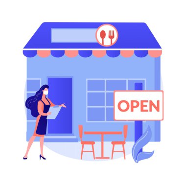 Restoranlar soyut konsept vektör illüstrasyonunu yeniden açıyor.