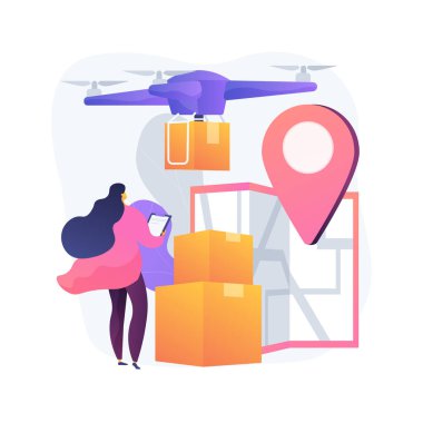 Drone iletimi soyut konsept vektör çizimi.