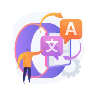 Dijital çevirmen soyut konsept vektör çizimi.