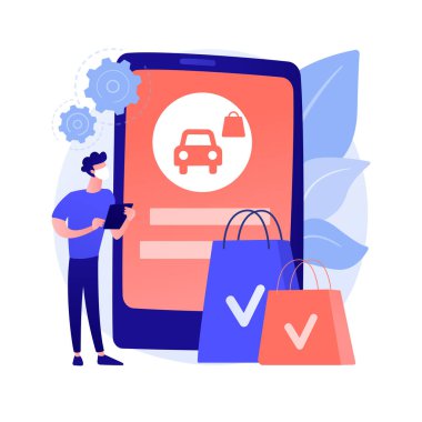 Kaldırım kenarı alımınızı çevrimiçi soyut konsept vektör illüstrasyonuna yerleştirin.