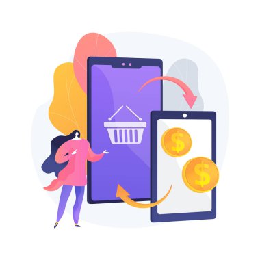 Mobil aygıt ticareti soyut konsept vektör çizimi.