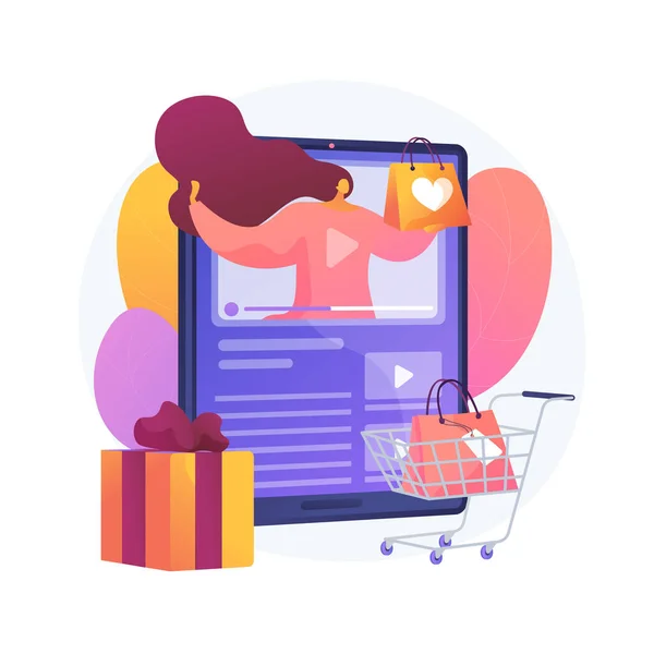 Shopping sprees Video abstraktes Konzept Vektor Illustration. — Stockvektor