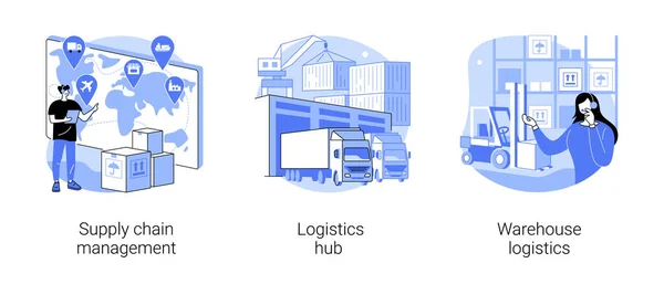 Gütertransport und Lagerung abstraktes Konzept Vektor Illustrationen. — Stockvektor