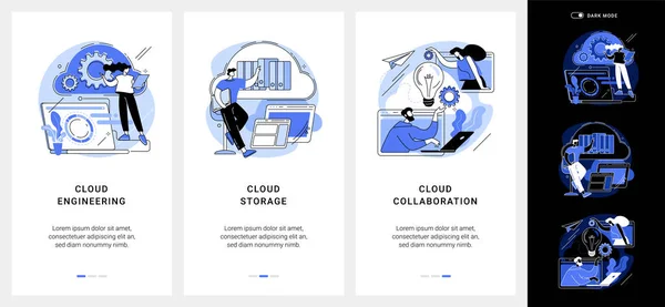 Cloud-based computing mobile app UI kit. — Vetor de Stock