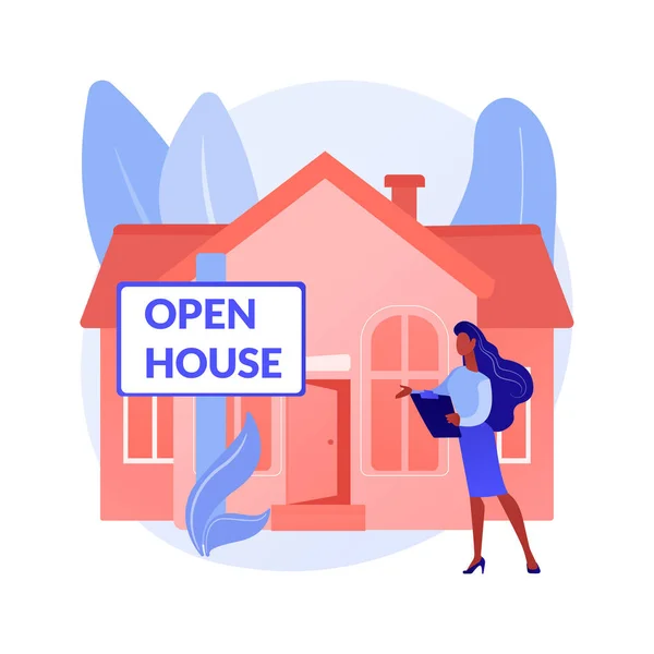 Open house abstraktní koncept vektorové ilustrace. — Stockový vektor