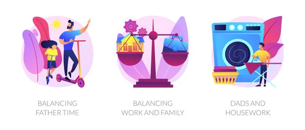 Father career and family balance abstract concept vector illustrations. — Stock Vector