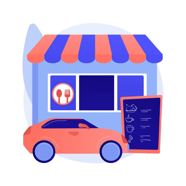 Drive-in restaurant abstract concept vector illustration. — Stock Vector