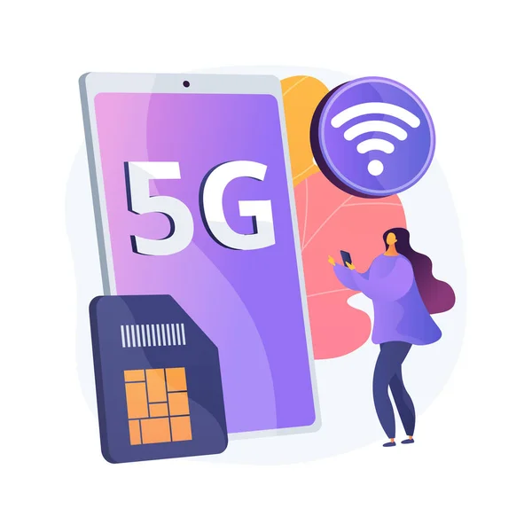 Κινητά τηλέφωνα 5G δίκτυο αφηρημένη έννοια διάνυσμα εικονογράφηση. — Διανυσματικό Αρχείο