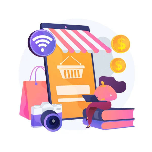 Online vlooienmarkt abstract concept vector illustratie. — Stockvector