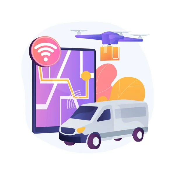 Autonomous delivery abstract concept vector illustration. — Stock Vector