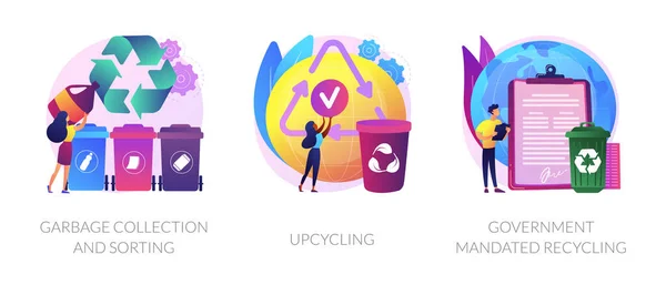 Afvalinzameling en recycling problemen abstract concept vector illustraties. — Stockvector