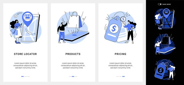 Сайт электронной коммерции мобильное приложение UI kit. — стоковый вектор