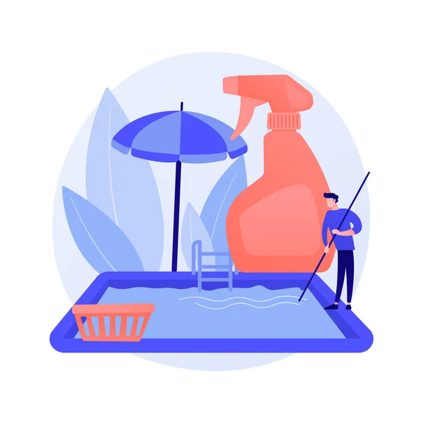 Pool and outdoor cleaning abstract concept vector illustration. — Stock Vector