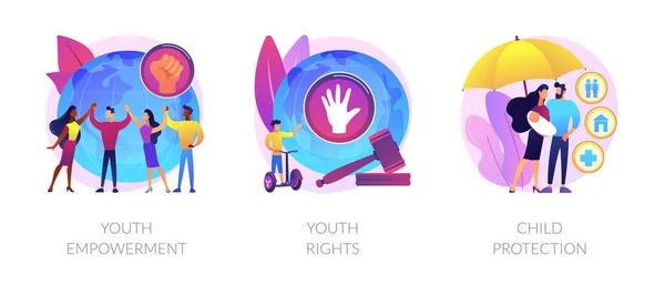Jongeren rechten bescherming abstract concept vector illustraties. — Stockvector