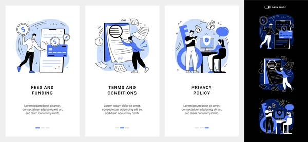 Página de informações do site app móvel UI kit. —  Vetores de Stock