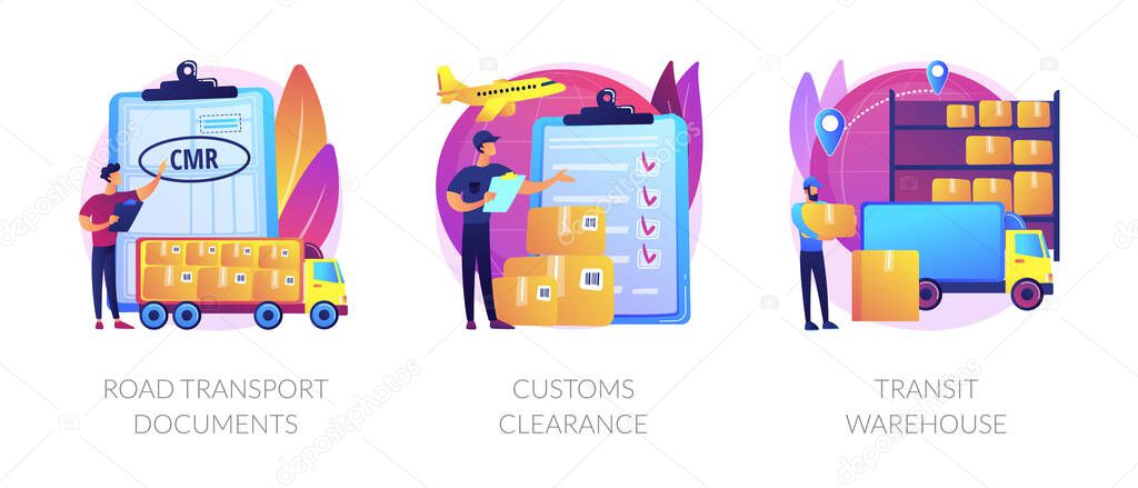 Goods import legal permission abstract concept vector illustrations.