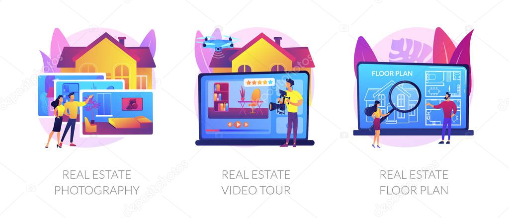 Real estate listing services abstract concept vector illustrations.