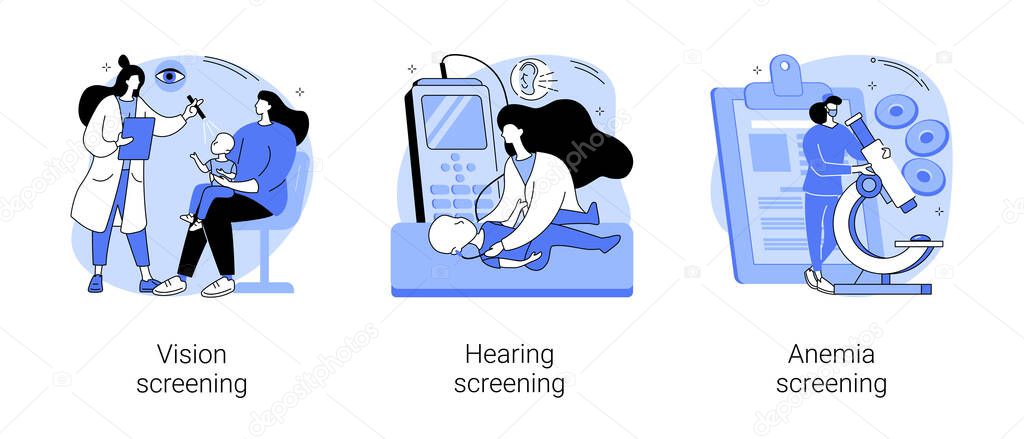Newborn healthcare abstract concept vector illustrations.