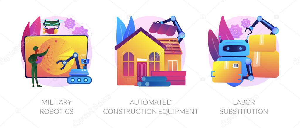 Artificial intelligence in industry abstract concept vector illustrations.