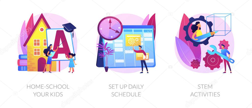 Remote home education abstract concept vector illustrations.